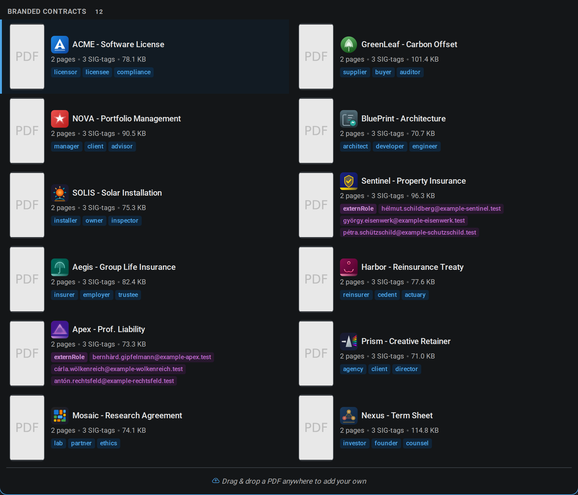 12 branded test contracts