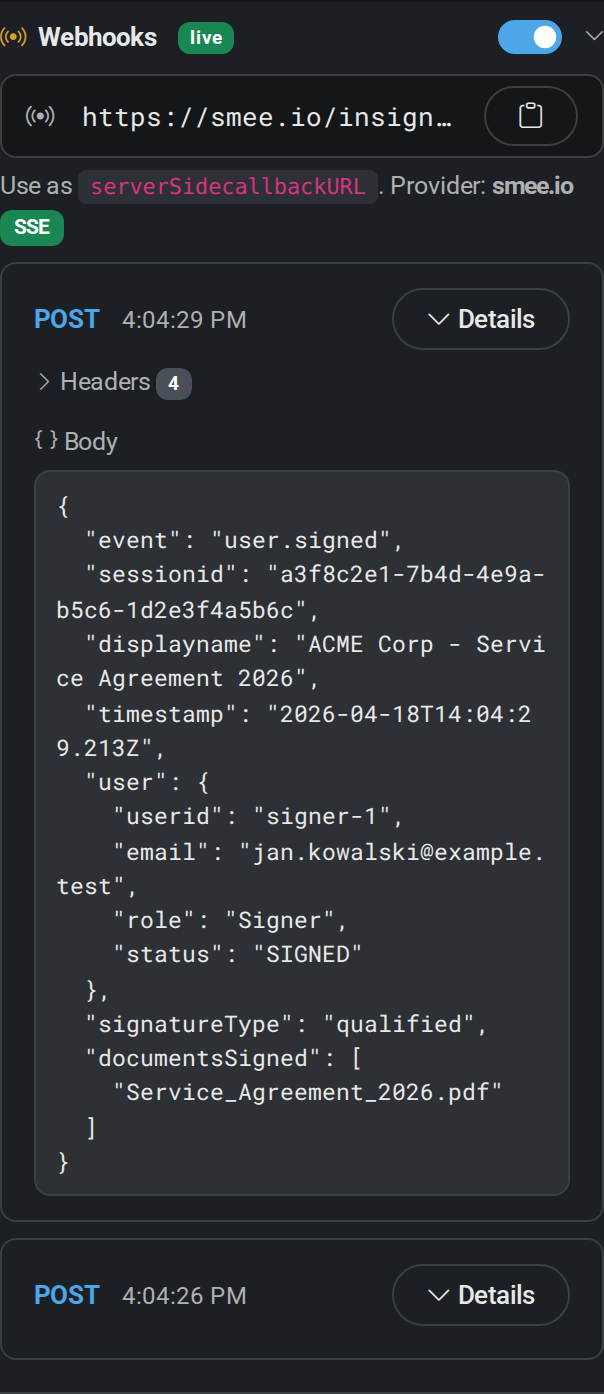 Webhook visualization
